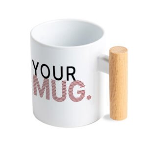 Caneca de Cerâmica com Asa em Madeira